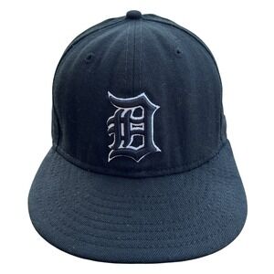 New Era Detroit Tigers 59FIFTY Fitted Hat 7 1/2 Black on Black Wool Baseball Cap